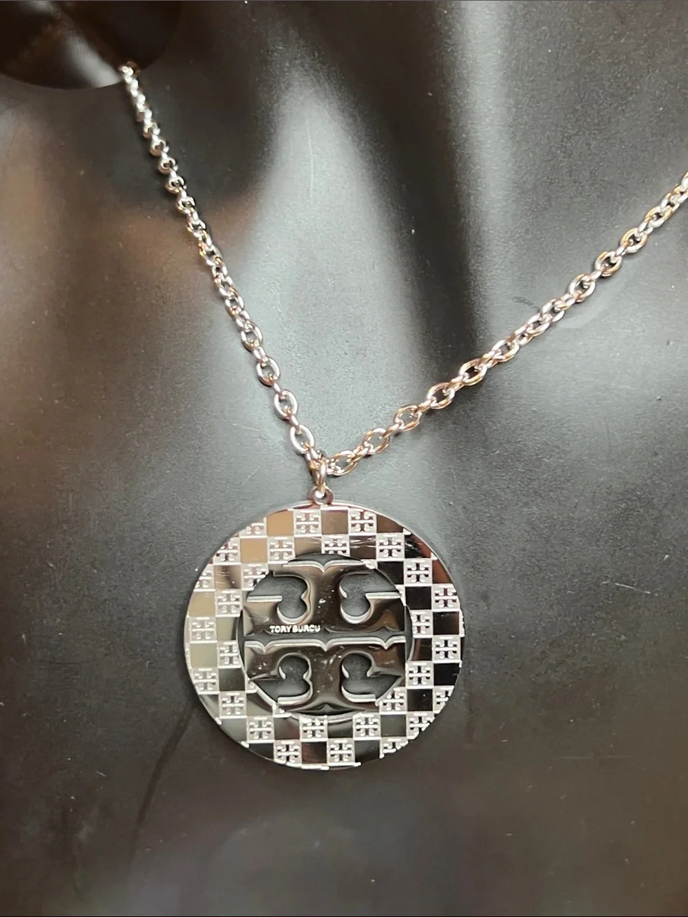 Stainless Steel Silver Logo Pendant Necklace